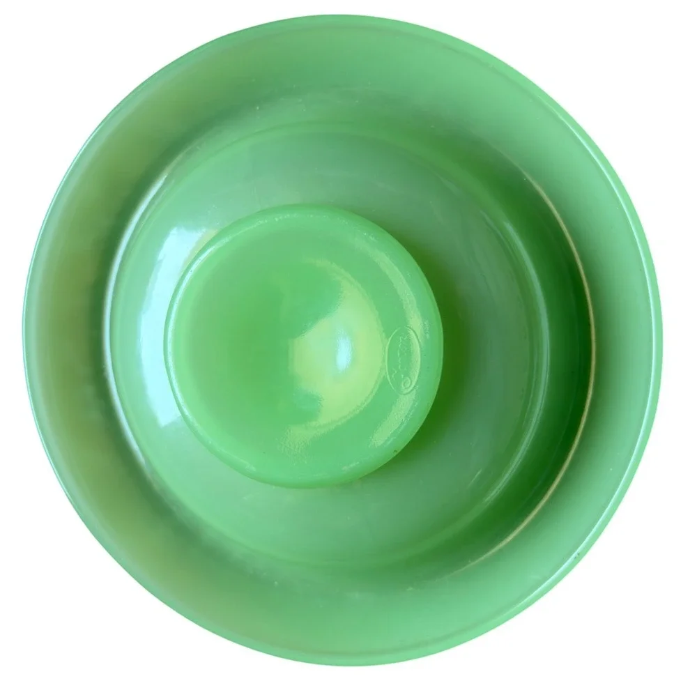 Vintage Fenton Jadeite Bowl 9 in Smooth Rim Glassware Mid Century Modern Kitchen